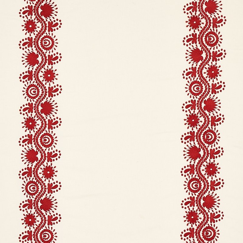 Purchase sample of 80742 Theodora Embroidery, Red by Schumacher Fabric