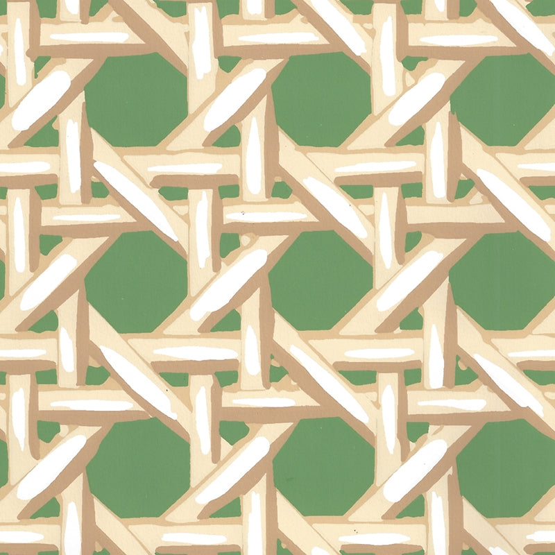 Sample 6480WP-09 Club Cane, Cream Forest by Quadrille Wallpaper