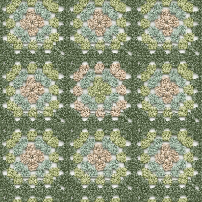 Find 3124-13863 Thoreau Maud Green Crochet Geometric Wallpaper Green by Chesapeake Wallpaper