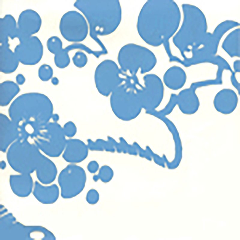 Sample 3010-30AWP Hawthorne , French Blue on Almost White by Quadrille Wallpaper