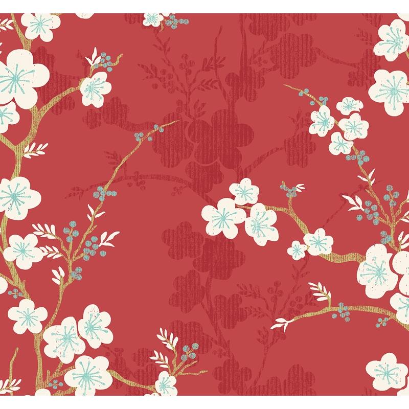 Sample 2973-90101 Daylight, Nicolette Red Floral Trail by A-Street Prints Wallpaper