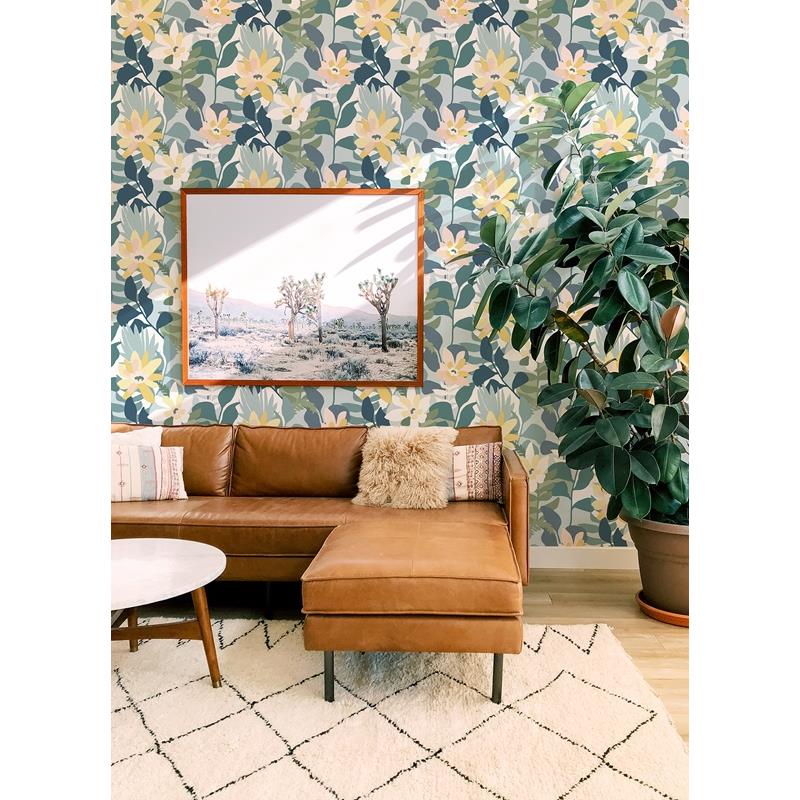 Save on 4014-26456 Seychelles Koko Turquoise Floral Wallpaper Turquoise A-Street Prints Wallpaper