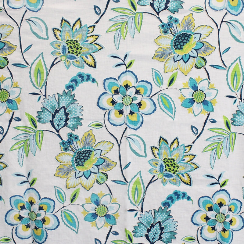 View S5106 Isle Waters Floral Blue Greenhouse Fabric