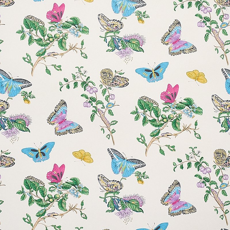 Select 5010691 Baudin Butterfly Turquoise Schumacher Wallcovering Wallpaper