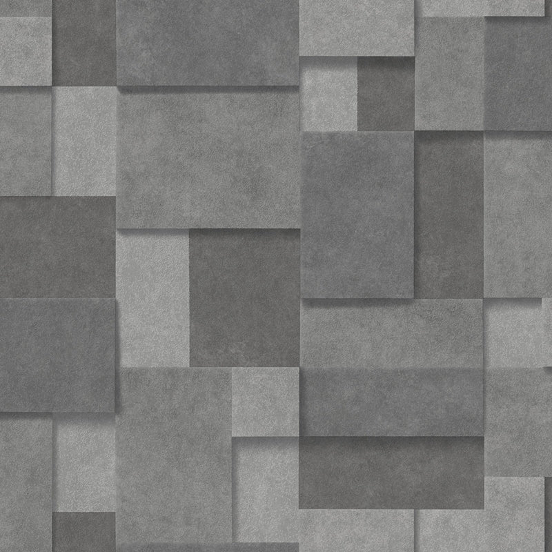 Sample 2922-25354 Trilogy, Duchamp Dark Grey Metallic Squares by A-Street Prints Wallpaper
