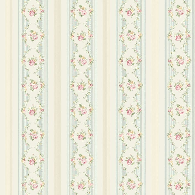 Shop FG71101 Flora Floral Stripe by Wallquest Wallpaper
