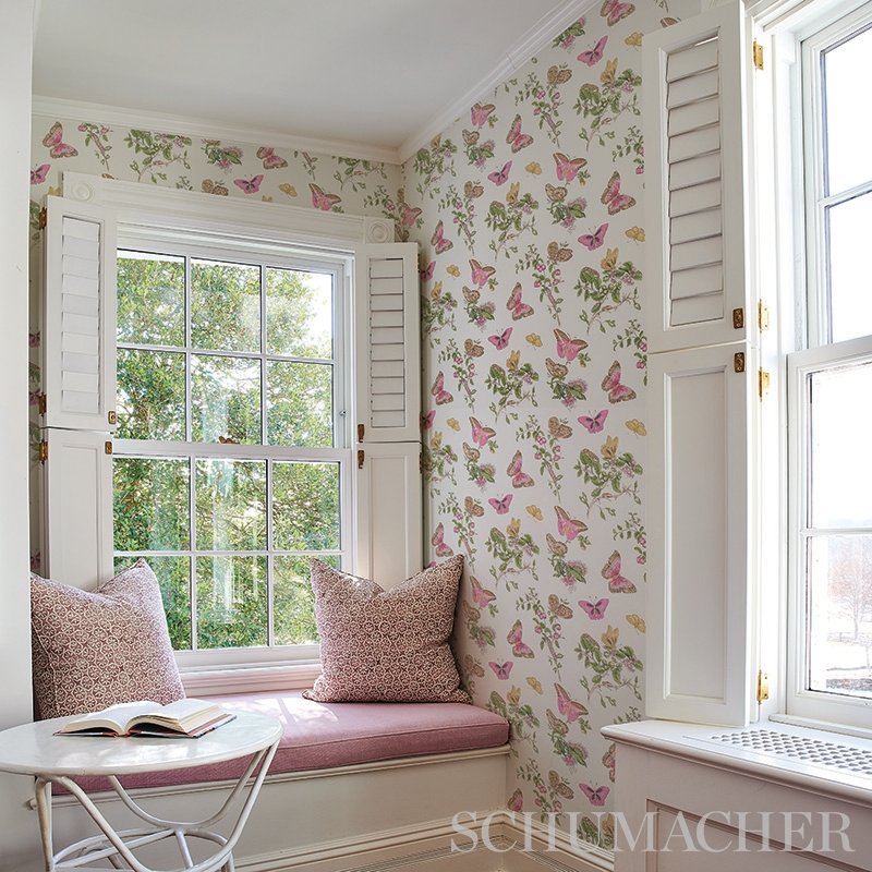 Shop 5010690 Baudin Butterfly Blush Schumacher Wallcovering Wallpaper