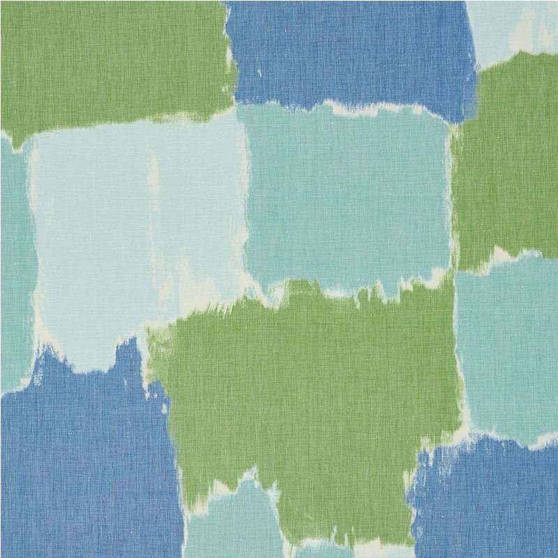Purchase sample of 178470 Colorblock Ikat, Aqua by Schumacher Fabric
