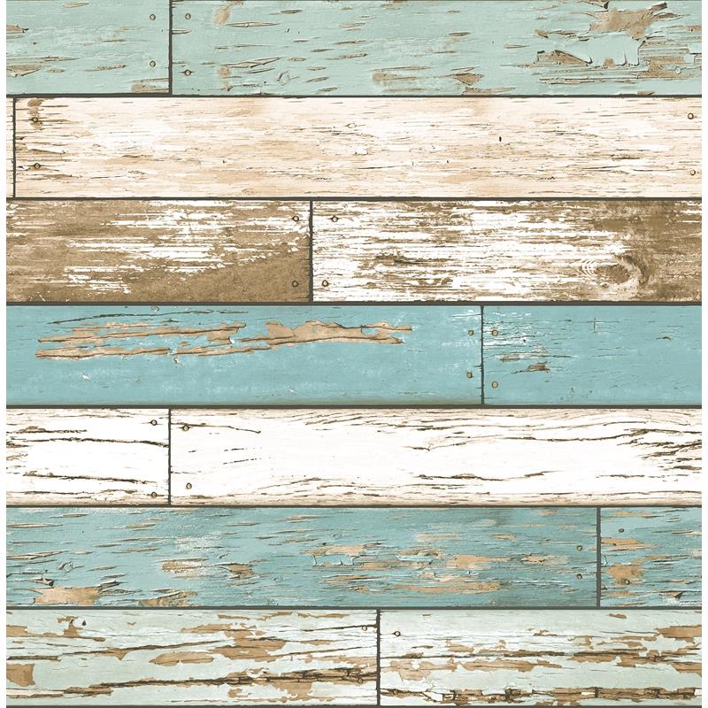 Purchase 2904-22318 Fresh Start Kitchen & Bath Juda Blue Scrap Wood Wallpaper Blue Brewster