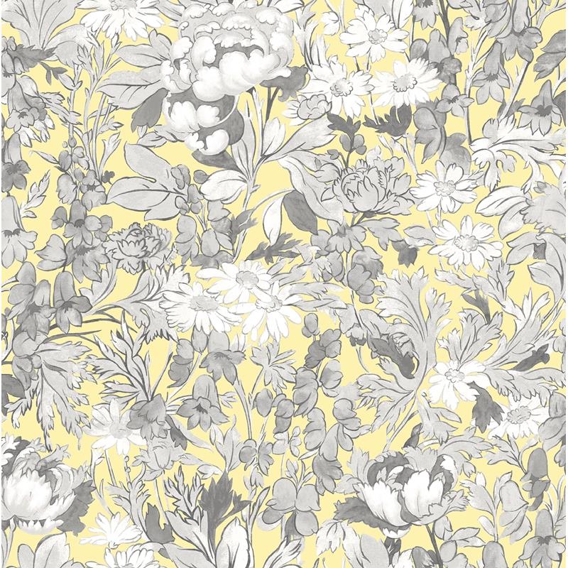 VBS4028 Vera Bradley Yellow Toile Foliage Peel &amp; Stick Wallpaper by NuWallpaper