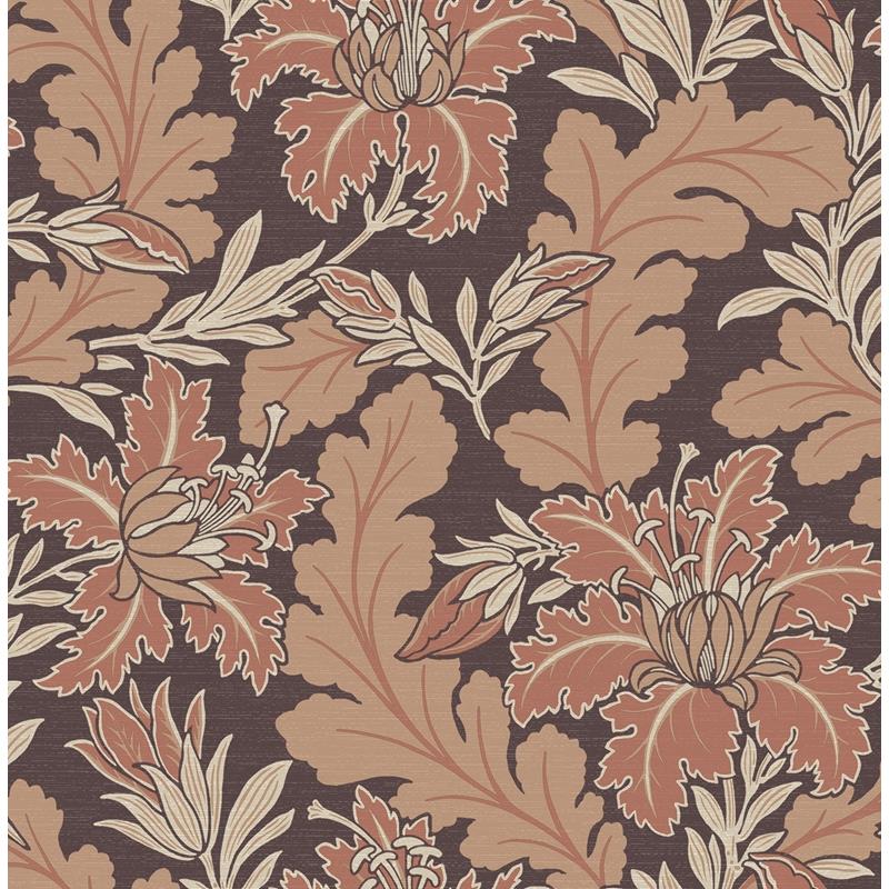 Select 2970-26144 Revival Butterfield Burgundy Floral Wallpaper Burgundy A-Street Prints Wallpaper
