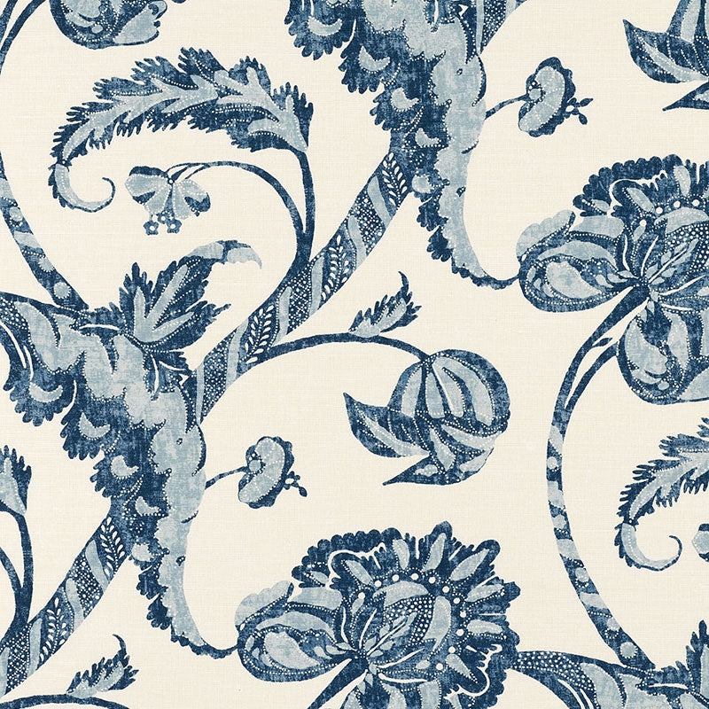 Purchase sample of 173772 Vallier Vine, Indigo by Schumacher Fabric