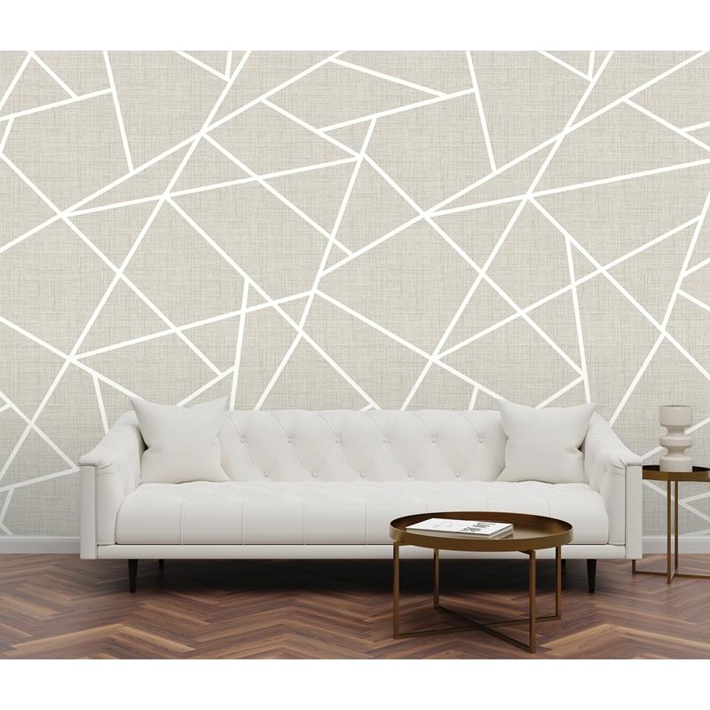 Shop ASTM3915 Katie Hunt Modern Lines White on Dove Grey Wall Mural by Katie Hunt x A-Street Prints Wallpaper