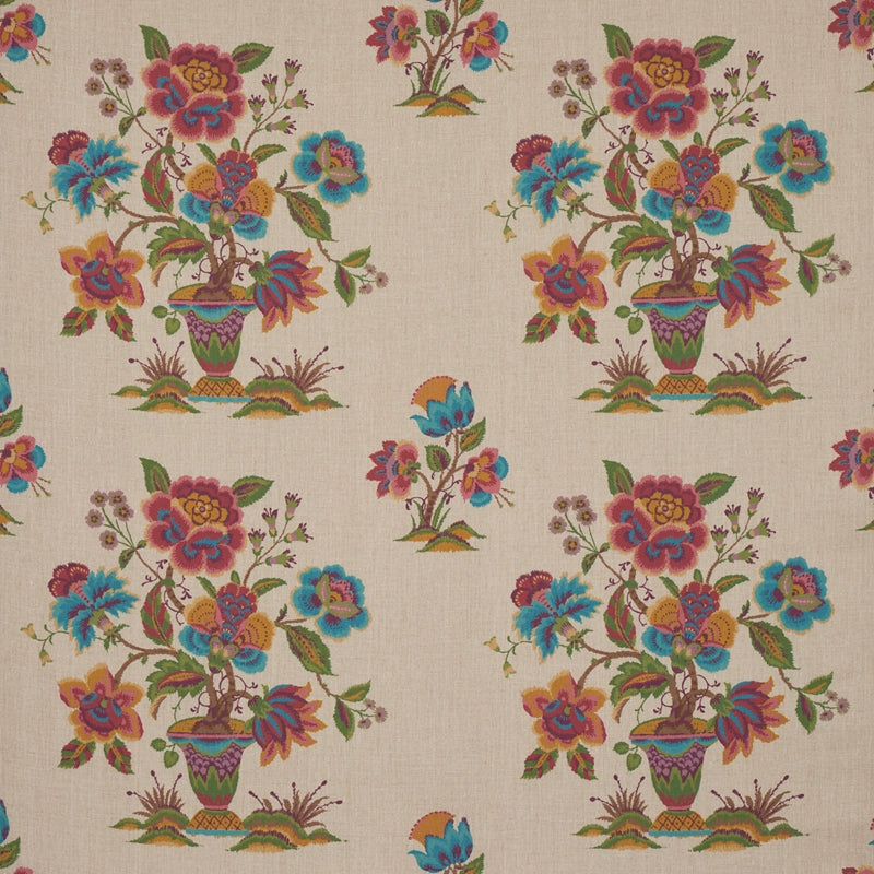 Purchase sample of 180043 Ashford Linen, Mulberry And Natural by Schumacher Fabric