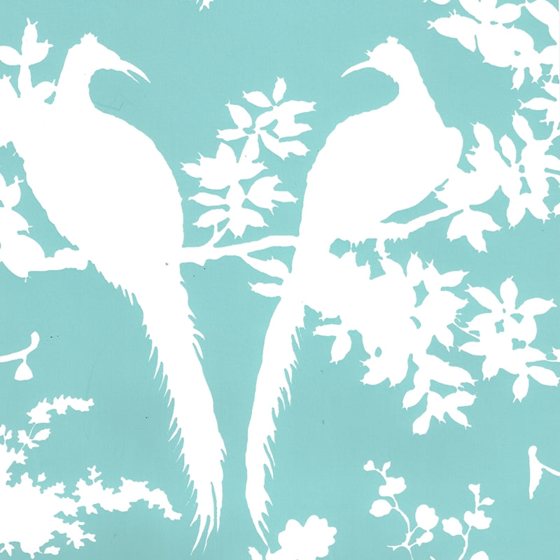 Sample 301980WWP Paradise Background, Turquoise On White by Quadrille Wallpaper