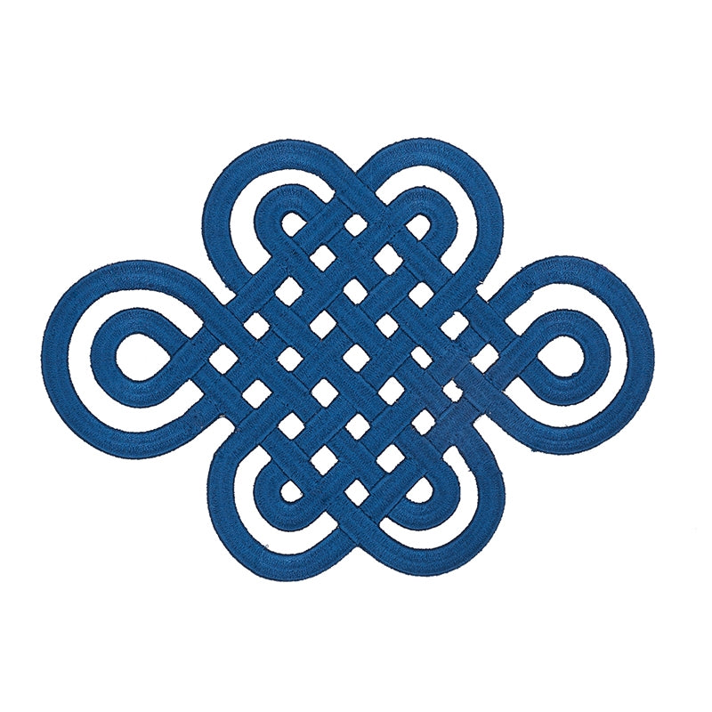 73052 | Good Luck Knot Applique, Sapphire - Schumacher Fabric