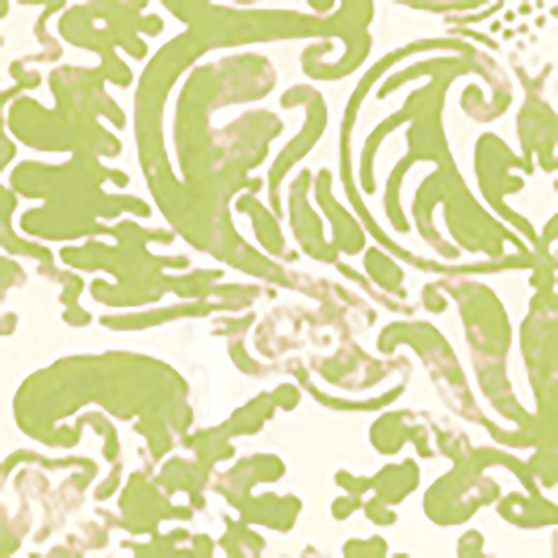 Sample 2330-29WP San Marco, Chartreuse on Off White by Quadrille Wallpaper