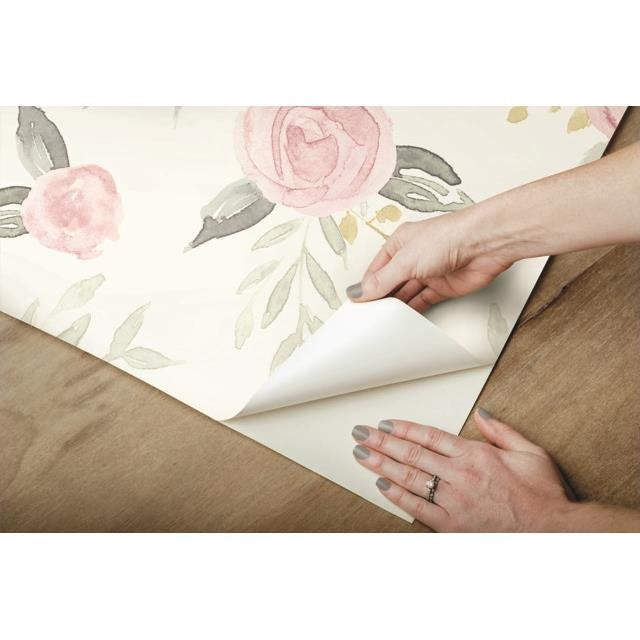 View Psw1010Rl Magnolia Home Vol Ii Floral Pink Peel And Stick Wallpaper