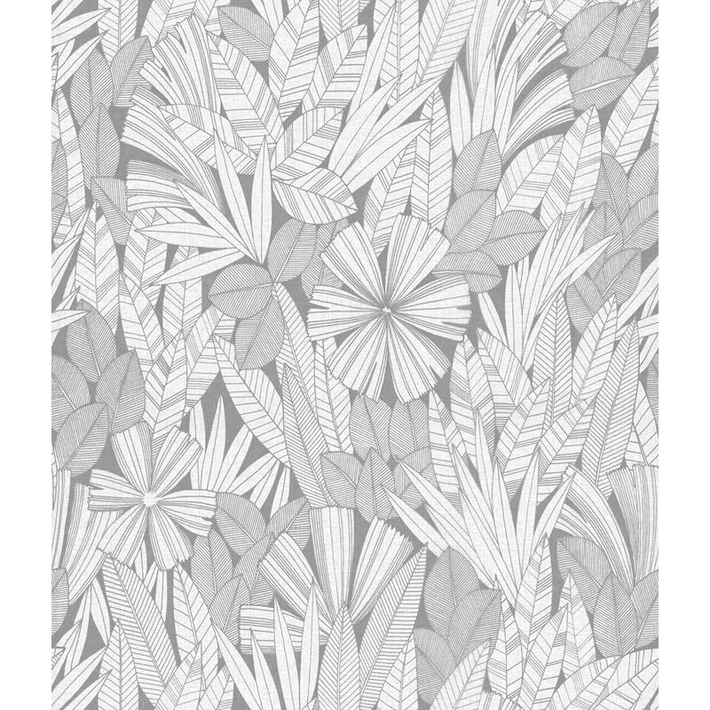 Sample 4081-26344 Happy, Bannon Grey Leaves by A-Street Prints Wallpaper
