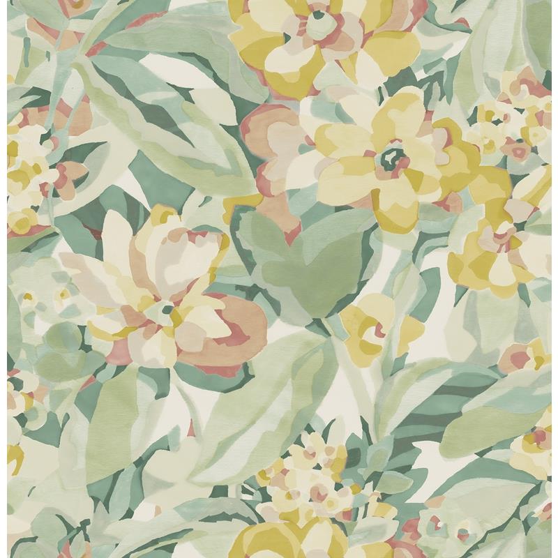 Order CBS4510 Caroline et Bettina Yellow Belles Fleurs Peel and Stick Wallpaper Yellow by NuWallpaper