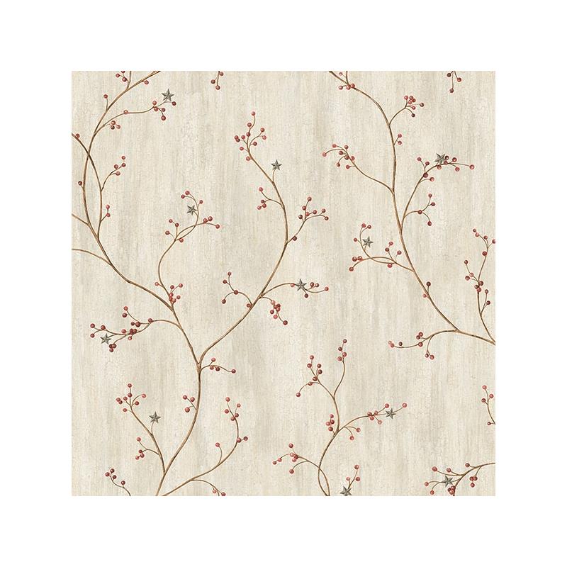 Sample 3123-44031 Homestead, Justine Light Grey Berry Trail by Chesapeake Wallpaper