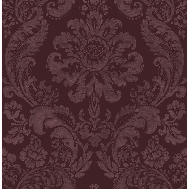 Sample 2763-87315 Moonlight, Merlot Damasks by A-Street Prints Wallpaper