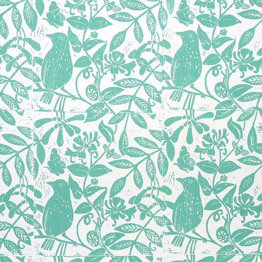 Search 5011192 Bird & Bee Seaglass Schumacher Wallpaper