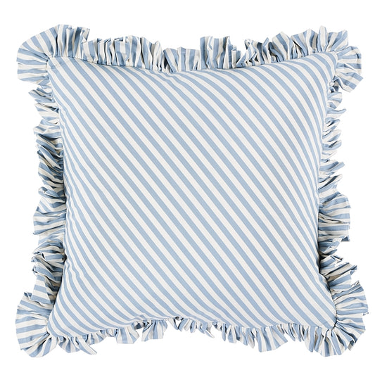 So7134504 | Brigitte Stripe 18" Pillow, Sky - Schumacher Furniture and Accessories