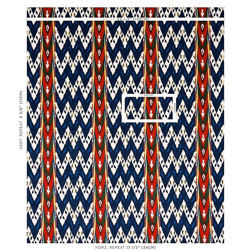 Purchase 80242 Samar Ikat Velvet Blue Schumacher Fabric