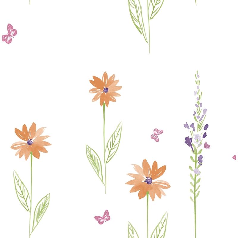 Search DA62603 Day Dreamers Daisy Field Orange and Lime by Seabrook Wallpaper