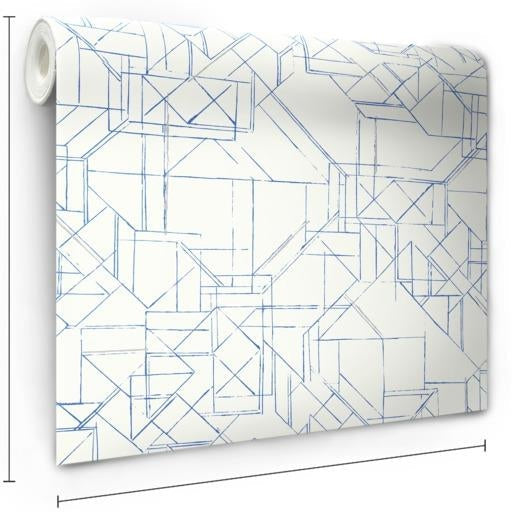 Looking Psw1049Rl Line Art Geometrics Grey Peel And Stick Wallpaper