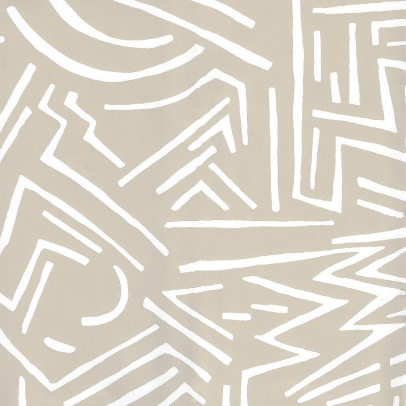 Sample AP204-0 Lascaux, White On Oatmeal by Quadrille Wallpaper