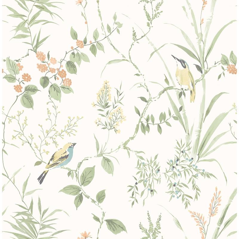 Sample 2904-24174 Fresh Start Kitchen and Bath, Imperial Garden Sage Botanical Wallpaper by Brewster