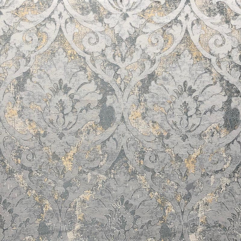 Sample 8769 Tanya Pyrite, Green Damask Bedding Fabric by Magnolia