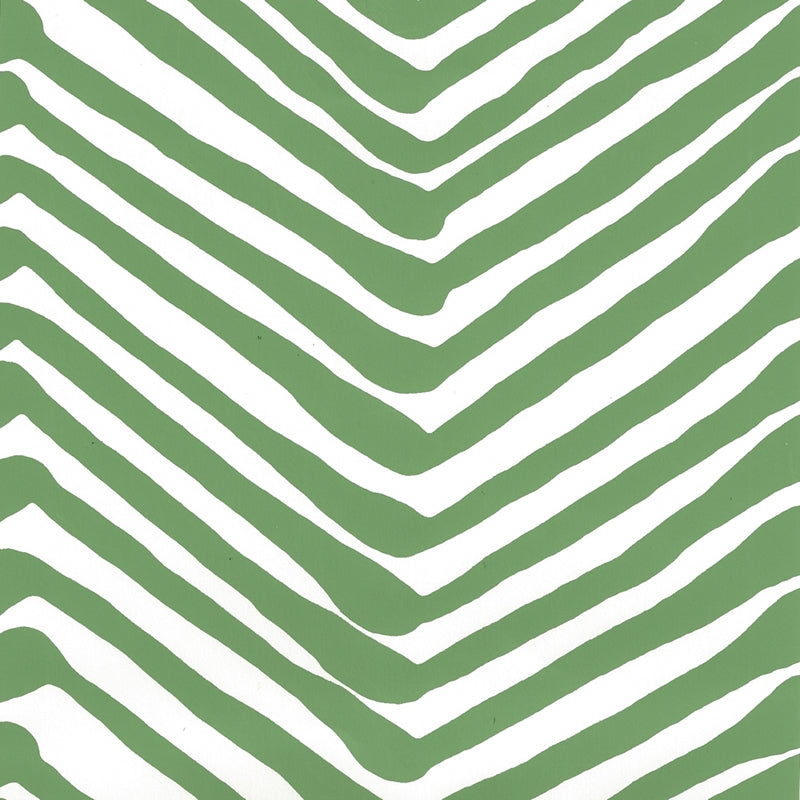 Sample AP302-14AWP Zig Zag, Leaf on Almost White by Quadrille Wallpaper