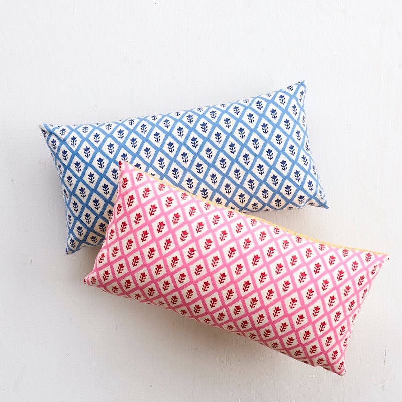 So17924118 | Bagru and Buti Pillow, Blue - Schumacher Pillows