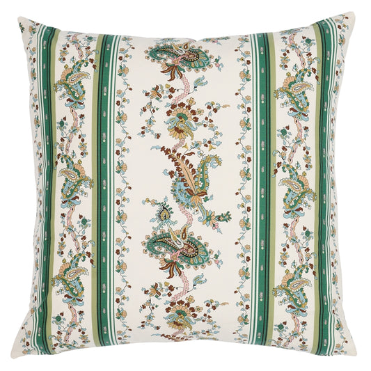 So17998106 | Elena Paisley Stripe 22" Pillow, Green - Schumacher Furniture and Accessories