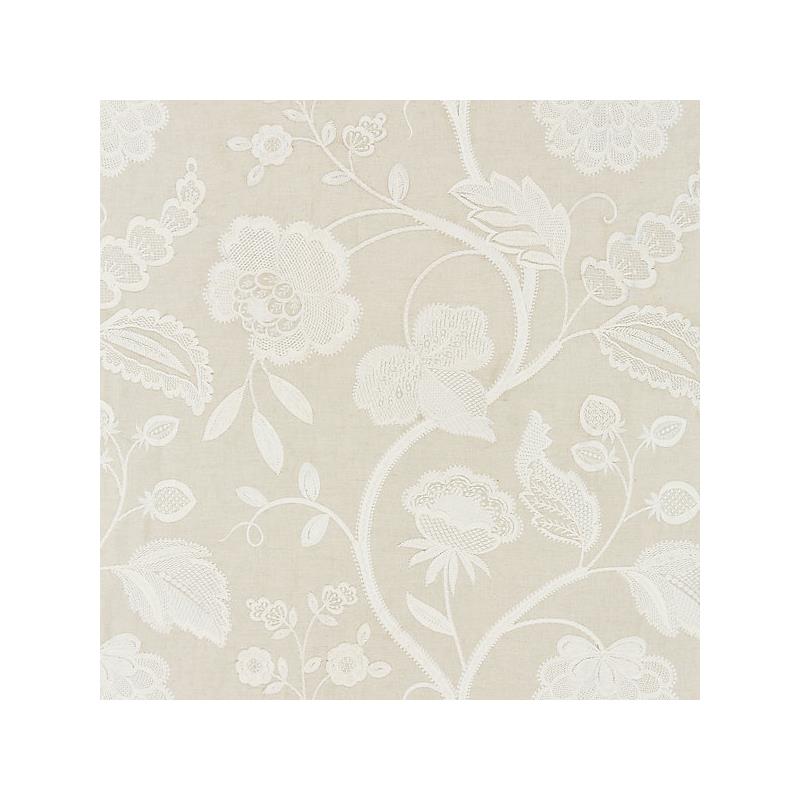 Sample 27151-001 Kensington Embroidery, Flax - Scalamandre Fabric (SC 000127151)