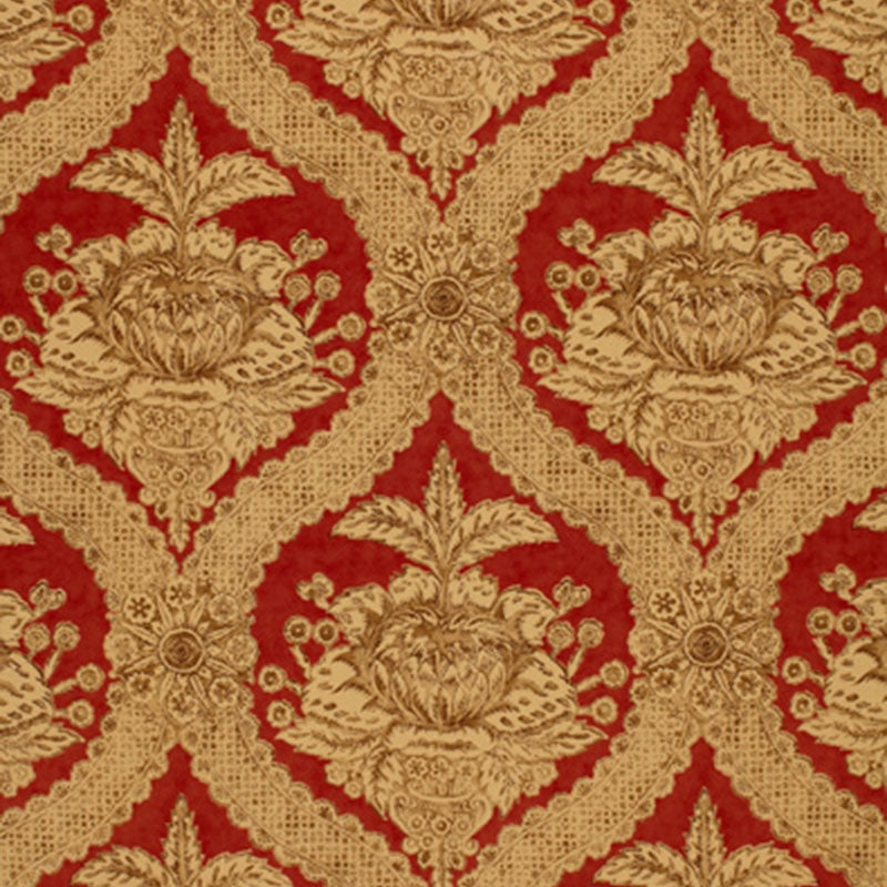 Purchase sample of 172781 Haddon Hall Damask, Venetian Red by Schumacher Fabric