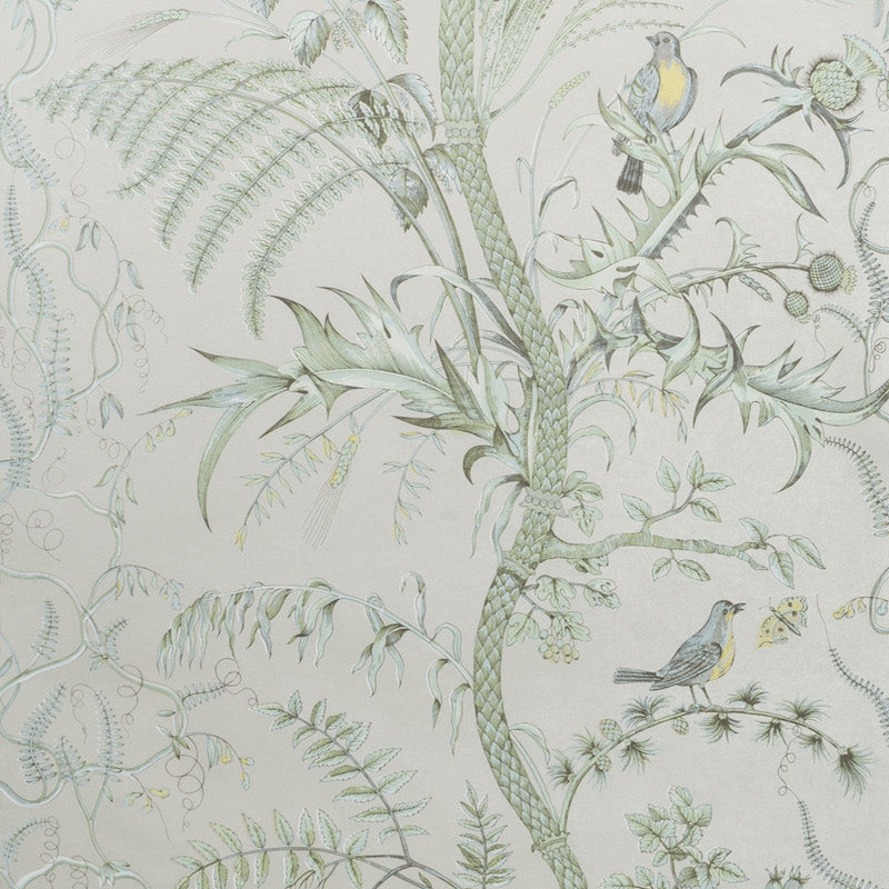 Sample BR-69518.1111 Bird And Thistle Silver Brunschwig and Fils