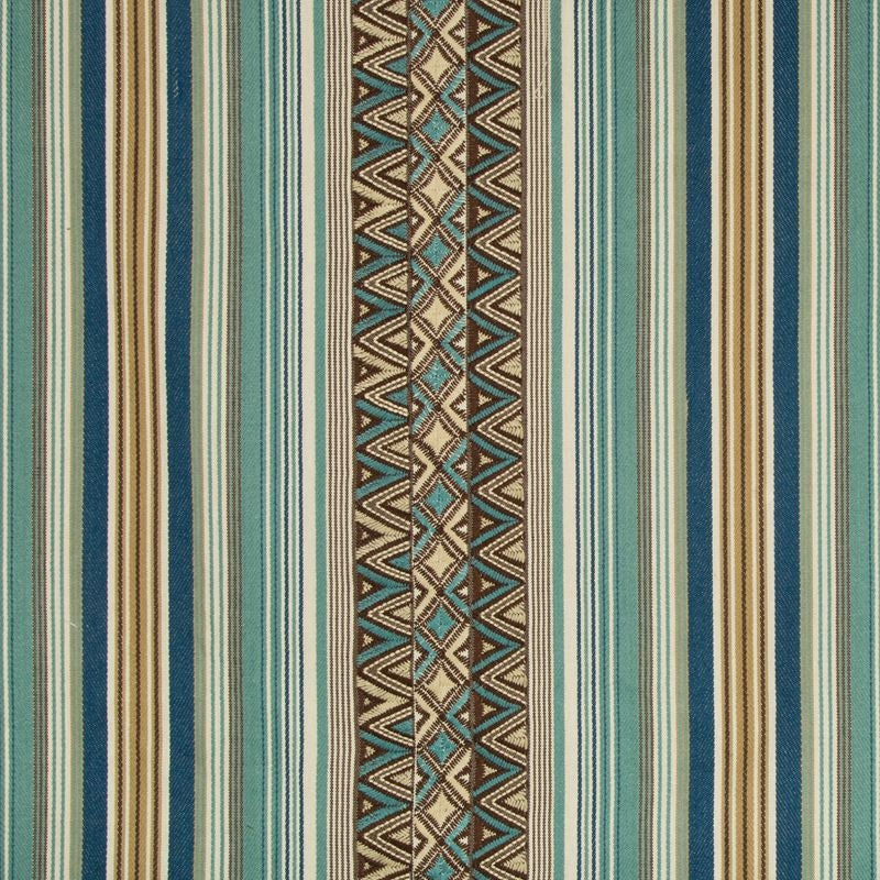 Sample 2017151.536 MERKATO Dallol Stripe Teal/Brown Ethnic Lee Jofa Fabric