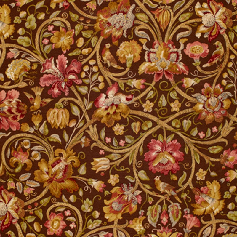 Purchase sample of 172723 Fleurs De Touraine, Mahogany by Schumacher Fabric