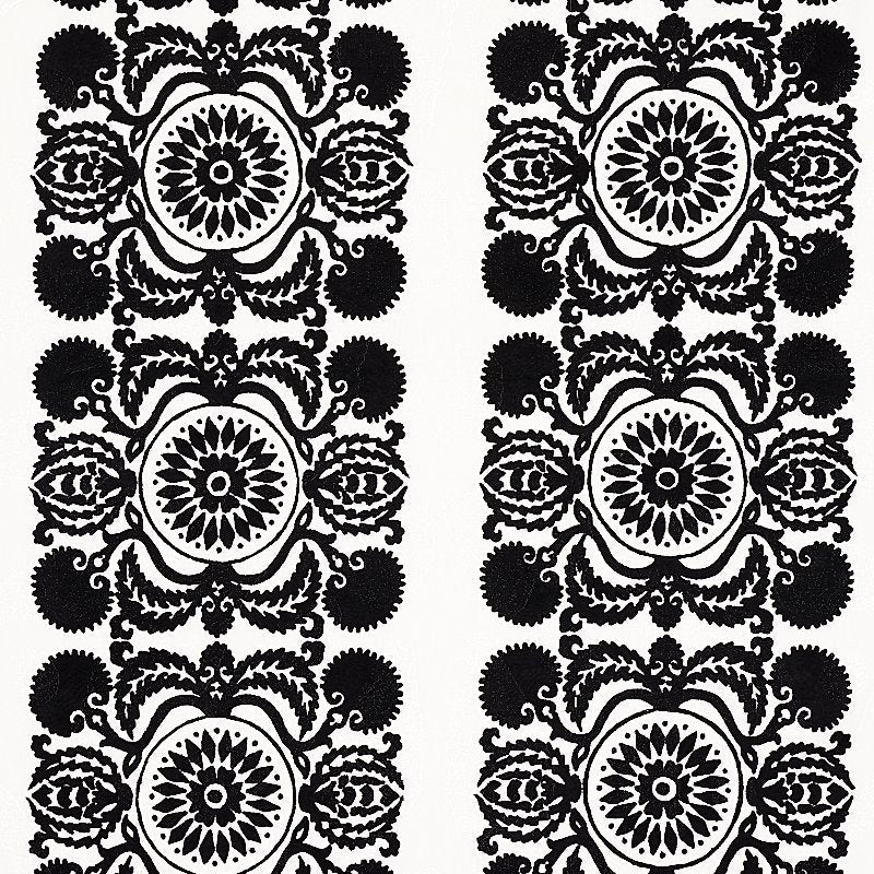 Purchase sample of 70263 Castanet Embroidery, Black by Schumacher Fabric