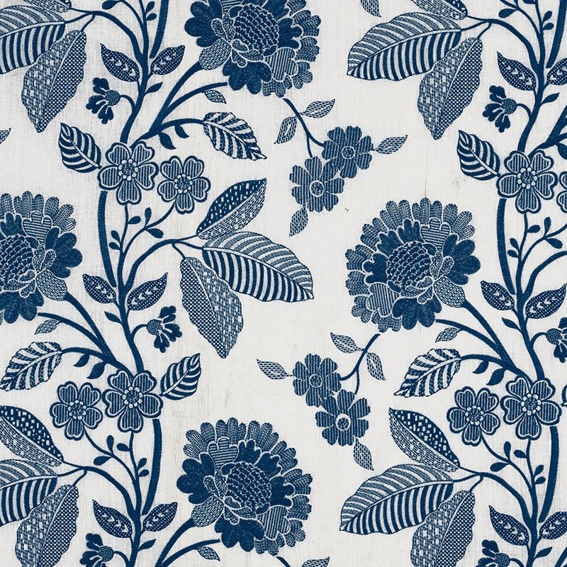 Purchase sample of 69162 Elspeth, Indigo by Schumacher Fabric
