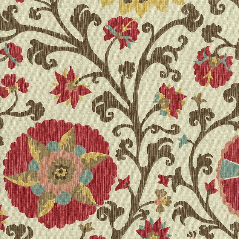 Purchase sample of 1327000 Fergana Embroidery Print, Teak by Schumacher Fabric