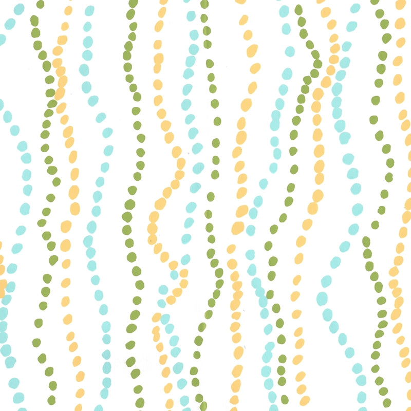 Sample 6370-02WWP Ginza, Inca Aqua Jungle on White by Quadrille Wallpaper