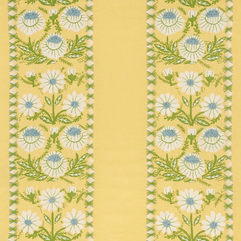 Purchase sample of 72333 Marguerite Embroidery, Buttercup by Schumacher Fabric