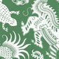 Sample 653-220 Indramayu Reverse, Grassy Green on White Matte Vinyl by Quadrille Wallpaper
