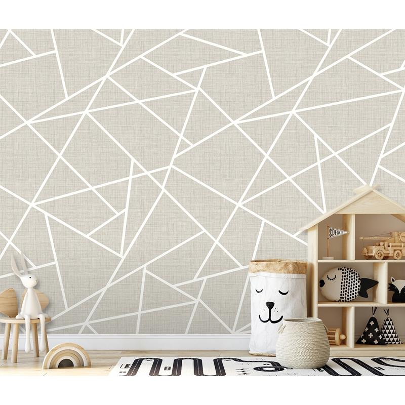 Save on ASTM3915 Katie Hunt Modern Lines White on Dove Grey Wall Mural by Katie Hunt x A-Street Prints Wallpaper