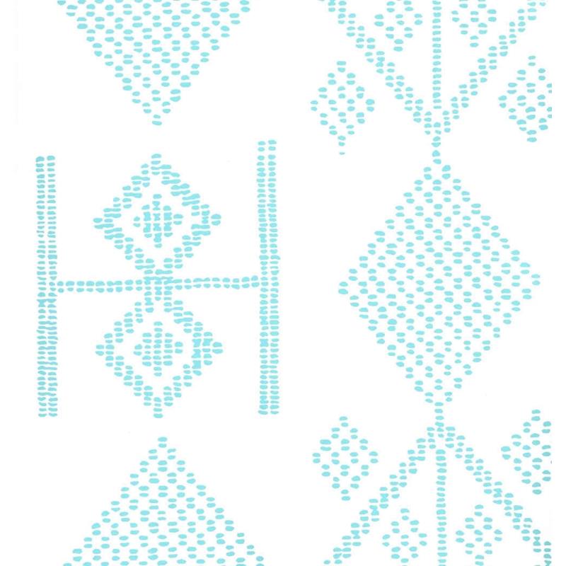 Shop AP890-03AWP Vacances Turquoise on Almost White by Quadrille Wallpaper